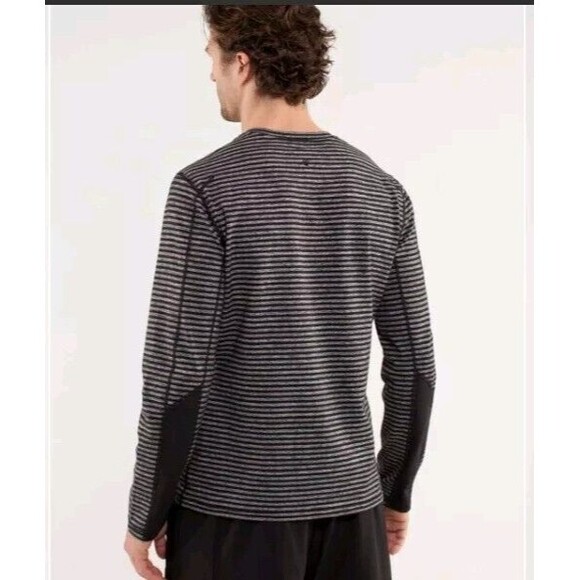 Lululemon Speed Long Sleeve Pullover Sweater Classic Stripe Heathered Black M - Picture 2 of 7